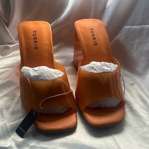 Torrid Women's Neon Orange Heeled Slides